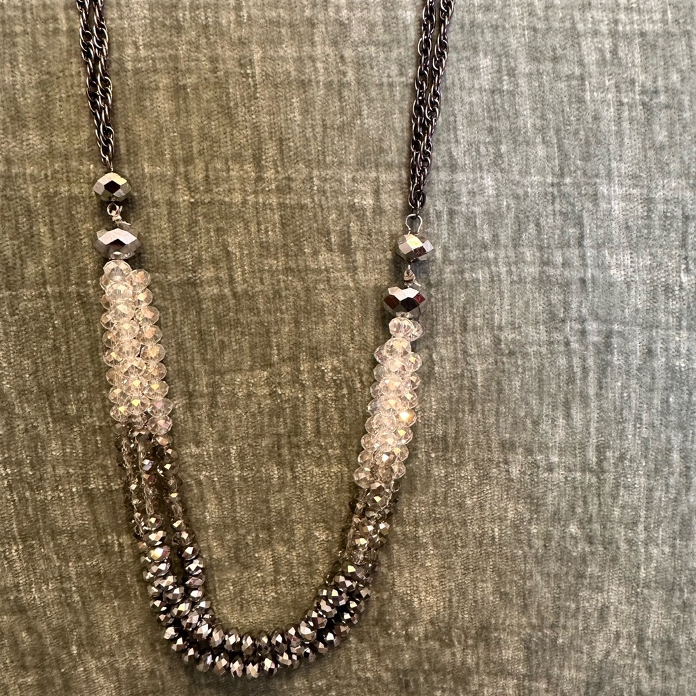 Elegant Silver and Gray Beaded Necklace